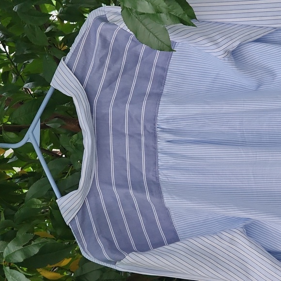 LOFT, Fall, Spring, Long Sleeve, Striped Flounce Cotton Shirtdress, Sz M. - Picture 6 of 7